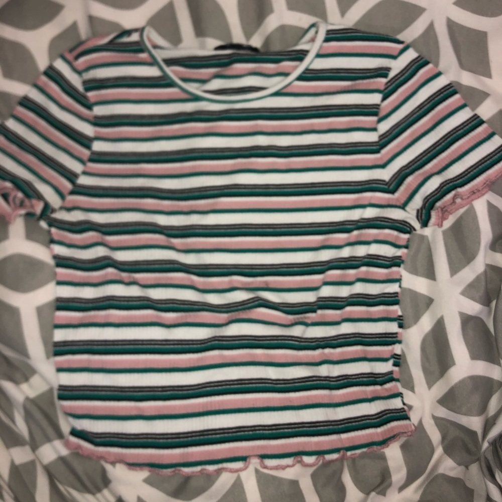 cute multi-colored striped cropped shirt